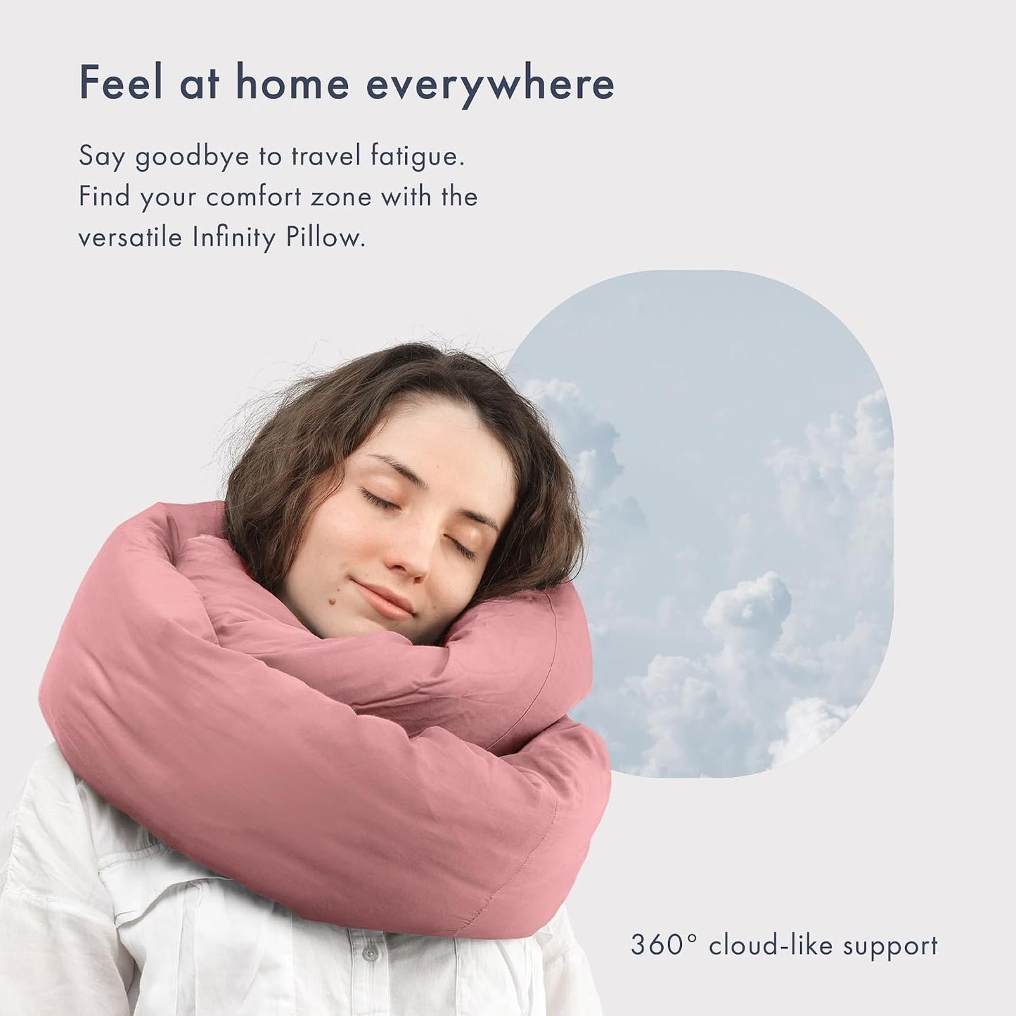 Huzi Infinity Pillow - Home Travel Soft Neck Scarf Support Sleep (Terracotta)