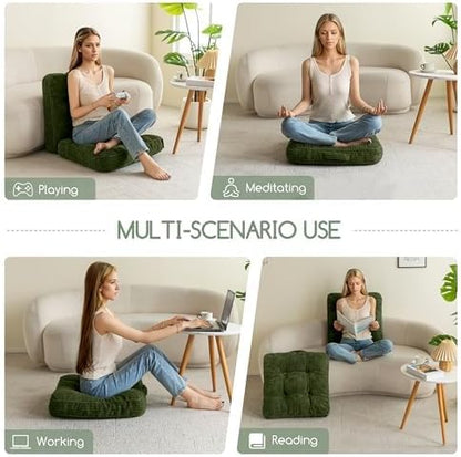 Floor Pillow Cushion for Adults, Meditation Cushion Pillow, Large Square Floor Sitting, Tufted Corduroy Cover, for Tatami Living Room or Yoga, 22x22 Inch, Dark Grey