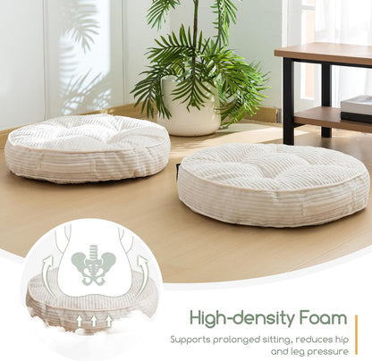 Floor Pillow Cushion for Adults, Meditation Cushion Pillow, Large Square Floor Sitting, Tufted Corduroy Cover, for Tatami Living Room or Yoga, 22x22 Inch, Dark Grey