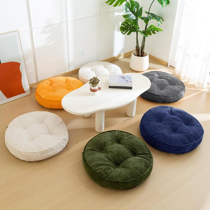Floor Pillow Cushion for Adults, Meditation Cushion Pillow, Large Square Floor Sitting, Tufted Corduroy Cover, for Tatami Living Room or Yoga, 22x22 Inch, Dark Grey