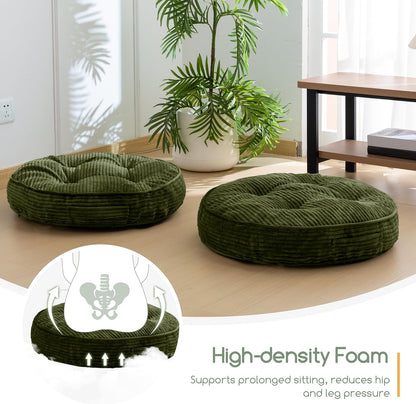 Floor Pillow Cushion for Adults, Meditation Cushion Pillow, Large Square Floor Sitting, Tufted Corduroy Cover, for Tatami Living Room or Yoga, 22x22 Inch, Dark Grey