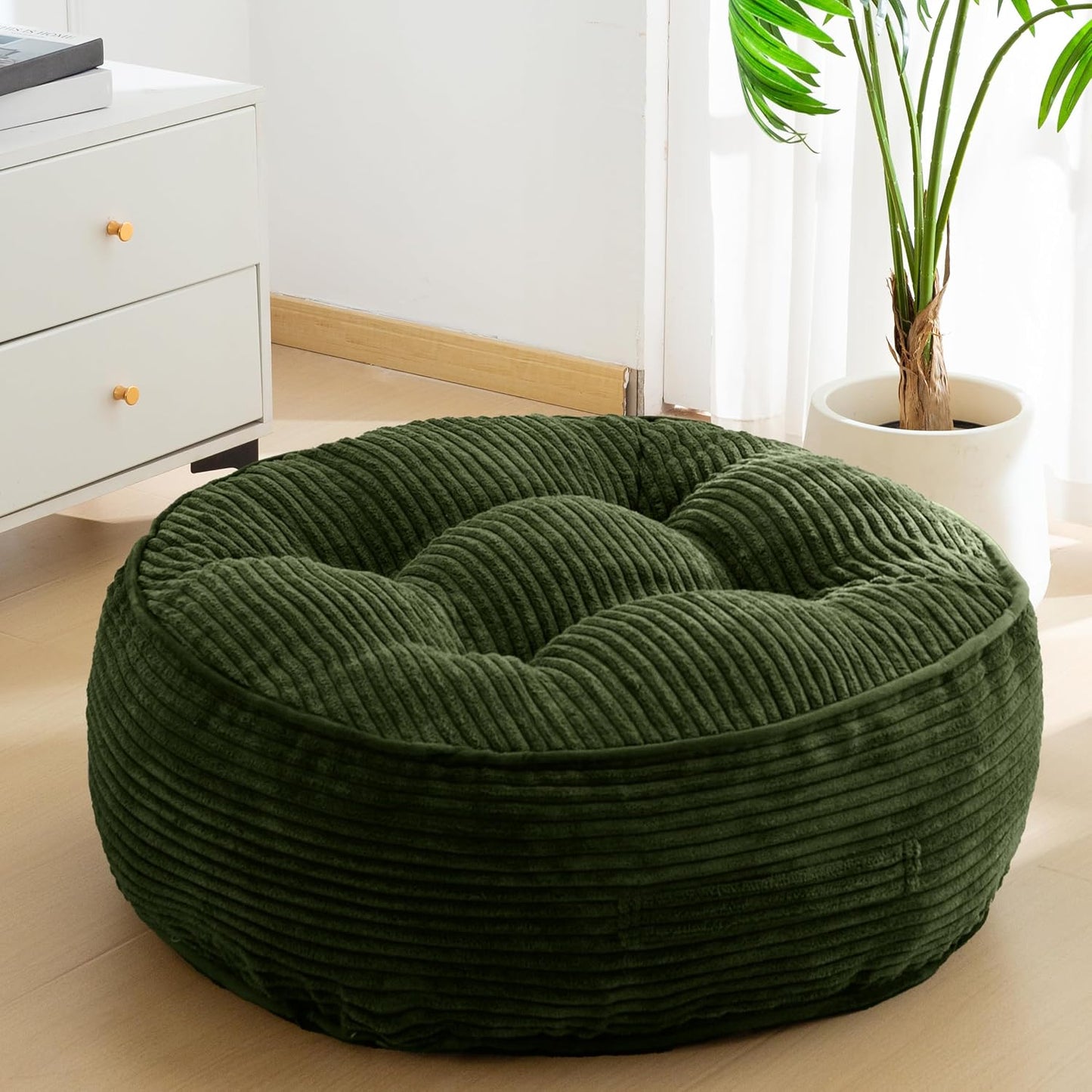 Floor Pillow Cushion for Adults, Meditation Cushion Pillow, Large Square Floor Sitting, Tufted Corduroy Cover, for Tatami Living Room or Yoga, 22x22 Inch, Dark Grey