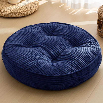 Floor Pillow Cushion for Adults, Meditation Cushion Pillow, Large Square Floor Sitting, Tufted Corduroy Cover, for Tatami Living Room or Yoga, 22x22 Inch, Dark Grey