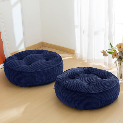 Floor Pillow Cushion for Adults, Meditation Cushion Pillow, Large Square Floor Sitting, Tufted Corduroy Cover, for Tatami Living Room or Yoga, 22x22 Inch, Dark Grey