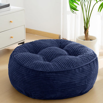 Floor Pillow Cushion for Adults, Meditation Cushion Pillow, Large Square Floor Sitting, Tufted Corduroy Cover, for Tatami Living Room or Yoga, 22x22 Inch, Dark Grey