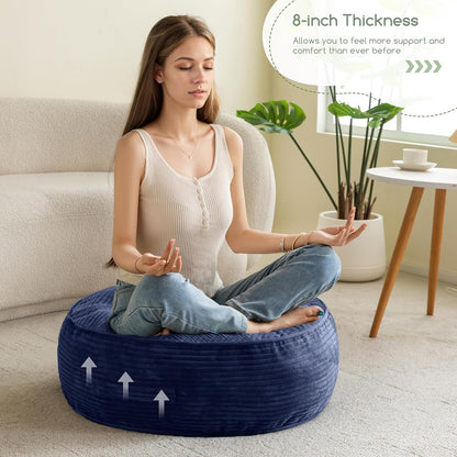 Floor Pillow Cushion for Adults, Meditation Cushion Pillow, Large Square Floor Sitting, Tufted Corduroy Cover, for Tatami Living Room or Yoga, 22x22 Inch, Dark Grey