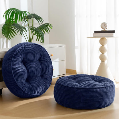 Floor Pillow Cushion for Adults, Meditation Cushion Pillow, Large Square Floor Sitting, Tufted Corduroy Cover, for Tatami Living Room or Yoga, 22x22 Inch, Dark Grey