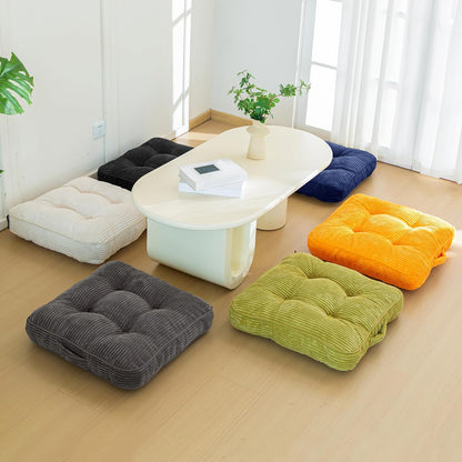 Floor Pillow Cushion for Adults, Meditation Cushion Pillow, Large Square Floor Sitting, Tufted Corduroy Cover, for Tatami Living Room or Yoga, 22x22 Inch, Dark Grey