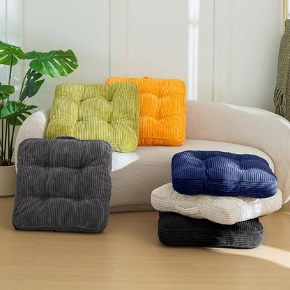 Floor Pillow Cushion for Adults, Meditation Cushion Pillow, Large Square Floor Sitting, Tufted Corduroy Cover, for Tatami Living Room or Yoga, 22x22 Inch, Dark Grey