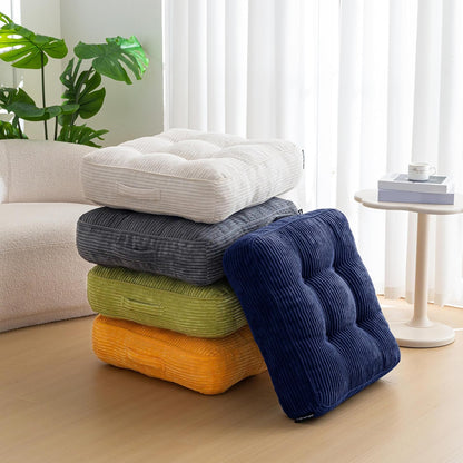 Floor Pillow Cushion for Adults, Meditation Cushion Pillow, Large Square Floor Sitting, Tufted Corduroy Cover, for Tatami Living Room or Yoga, 22x22 Inch, Dark Grey
