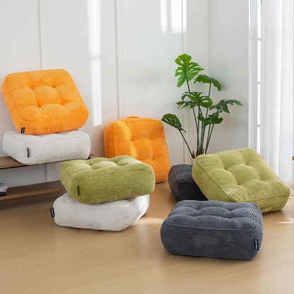 Floor Pillow Cushion for Adults, Meditation Cushion Pillow, Large Square Floor Sitting, Tufted Corduroy Cover, for Tatami Living Room or Yoga, 22x22 Inch, Dark Grey