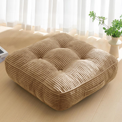 Floor Pillow Cushion for Adults, Meditation Cushion Pillow, Large Square Floor Sitting, Tufted Corduroy Cover, for Tatami Living Room or Yoga, 22x22 Inch, Dark Grey