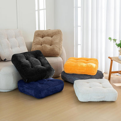 Floor Pillow Cushion for Adults, Meditation Cushion Pillow, Large Square Floor Sitting, Tufted Corduroy Cover, for Tatami Living Room or Yoga, 22x22 Inch, Dark Grey