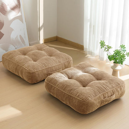 Floor Pillow Cushion for Adults, Meditation Cushion Pillow, Large Square Floor Sitting, Tufted Corduroy Cover, for Tatami Living Room or Yoga, 22x22 Inch, Dark Grey