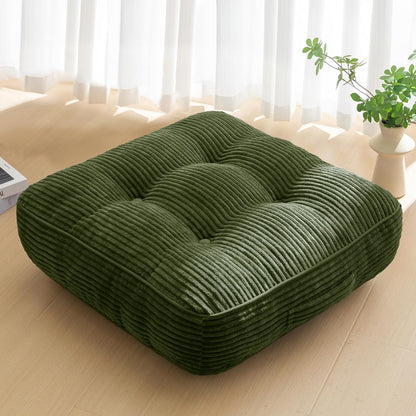 Floor Pillow Cushion for Adults, Meditation Cushion Pillow, Large Square Floor Sitting, Tufted Corduroy Cover, for Tatami Living Room or Yoga, 22x22 Inch, Dark Grey