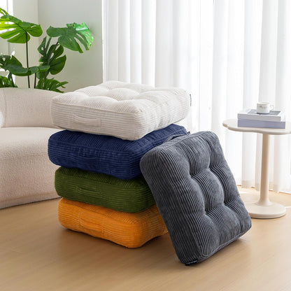 Floor Pillow Cushion for Adults, Meditation Cushion Pillow, Large Square Floor Sitting, Tufted Corduroy Cover, for Tatami Living Room or Yoga, 22x22 Inch, Dark Grey
