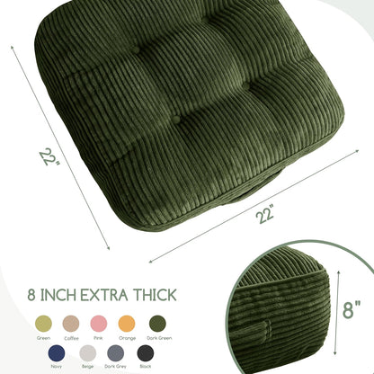 Floor Pillow Cushion for Adults, Meditation Cushion Pillow, Large Square Floor Sitting, Tufted Corduroy Cover, for Tatami Living Room or Yoga, 22x22 Inch, Dark Grey