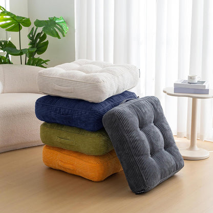 Floor Pillow Cushion for Adults, Meditation Cushion Pillow, Large Square Floor Sitting, Tufted Corduroy Cover, for Tatami Living Room or Yoga, 22x22 Inch, Dark Grey