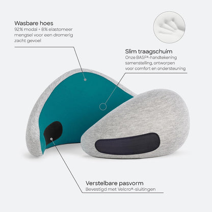GO Travel Pillow, 360° Memory Foam Support, Soft & Washable