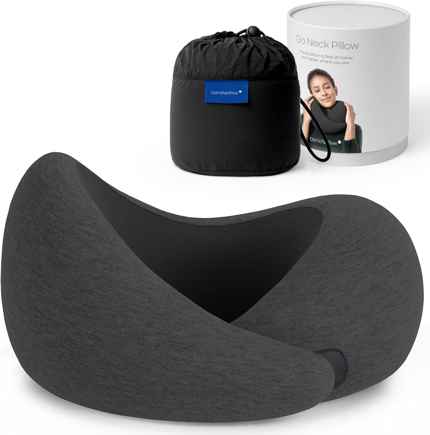 GO Travel Pillow, 360° Memory Foam Support, Soft & Washable