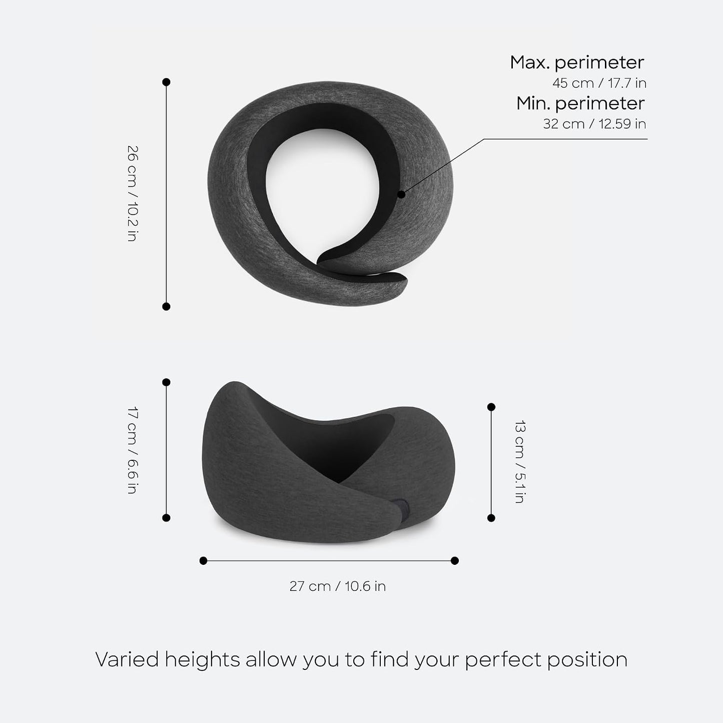 GO Travel Pillow, 360° Memory Foam Support, Soft & Washable