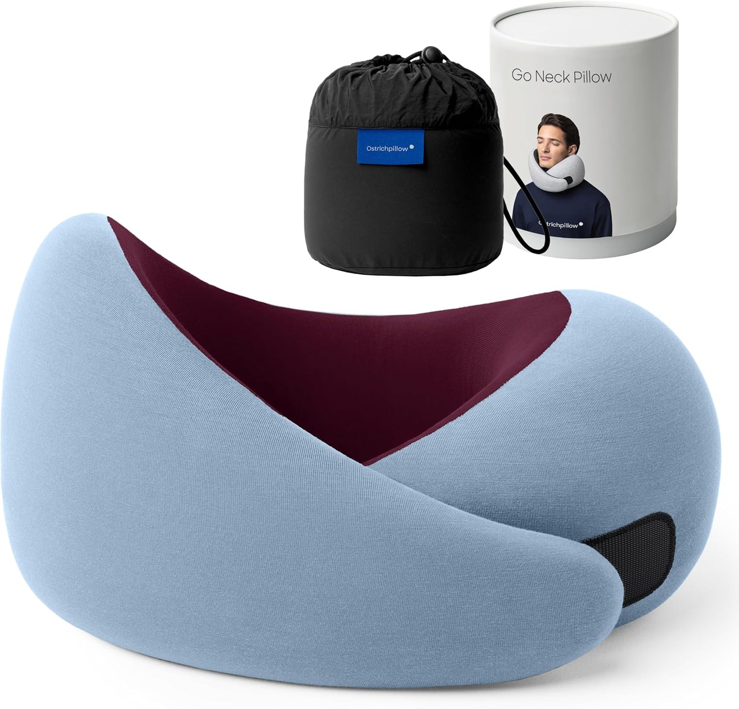 GO Travel Pillow, 360° Memory Foam Support, Soft & Washable
