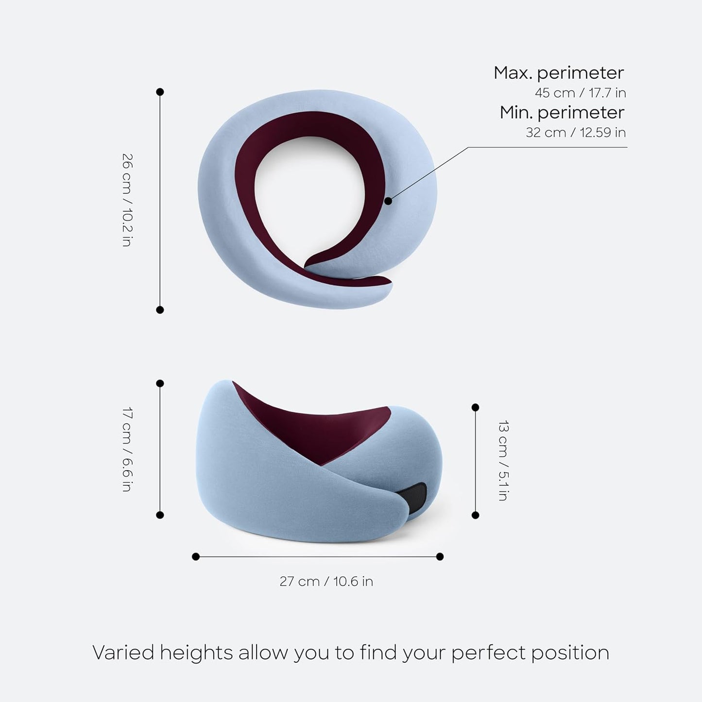 GO Travel Pillow, 360° Memory Foam Support, Soft & Washable