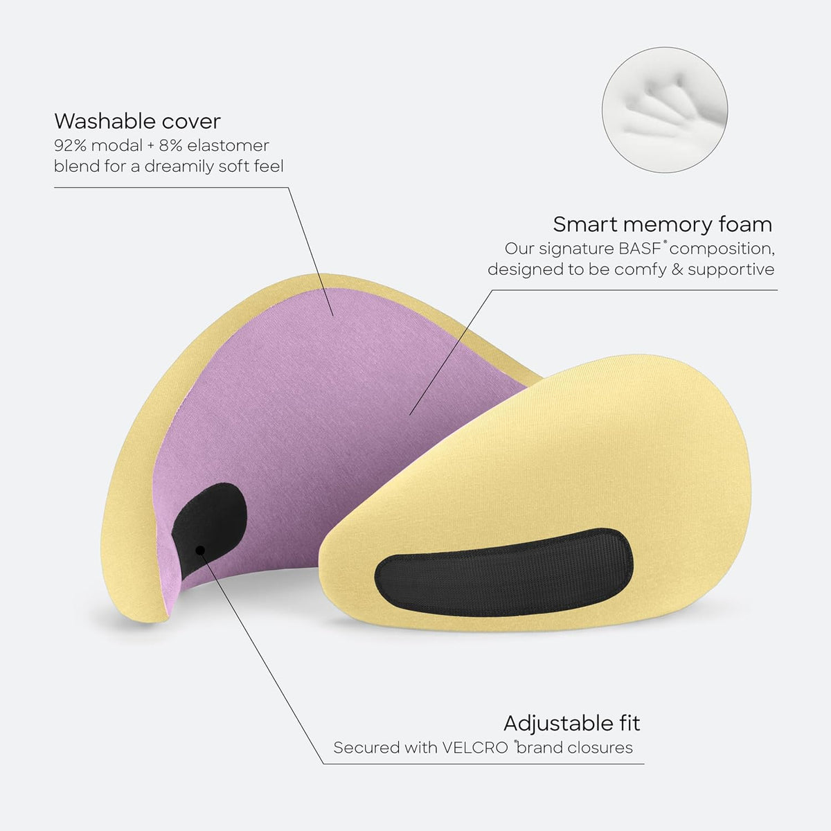 GO Travel Pillow, 360° Memory Foam Support, Soft & Washable