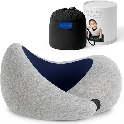 GO Travel Pillow, 360° Memory Foam Support, Soft & Washable
