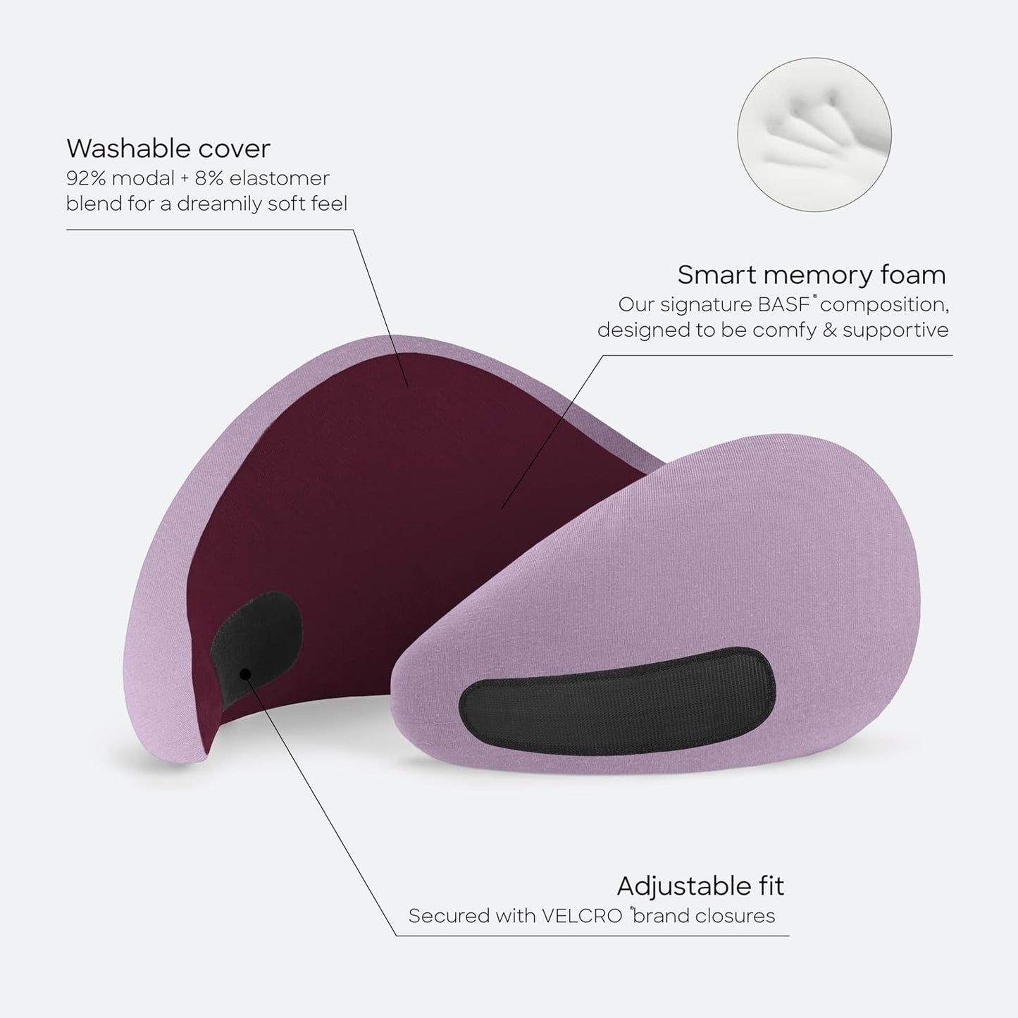 GO Travel Pillow, 360° Memory Foam Support, Soft & Washable