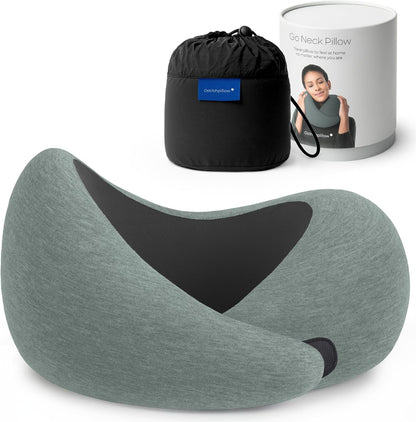 GO Travel Pillow, 360° Memory Foam Support, Soft & Washable
