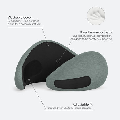 GO Travel Pillow, 360° Memory Foam Support, Soft & Washable