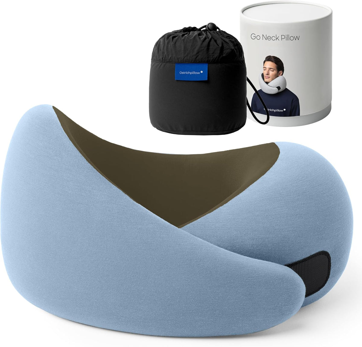 GO Travel Pillow, 360° Memory Foam Support, Soft & Washable