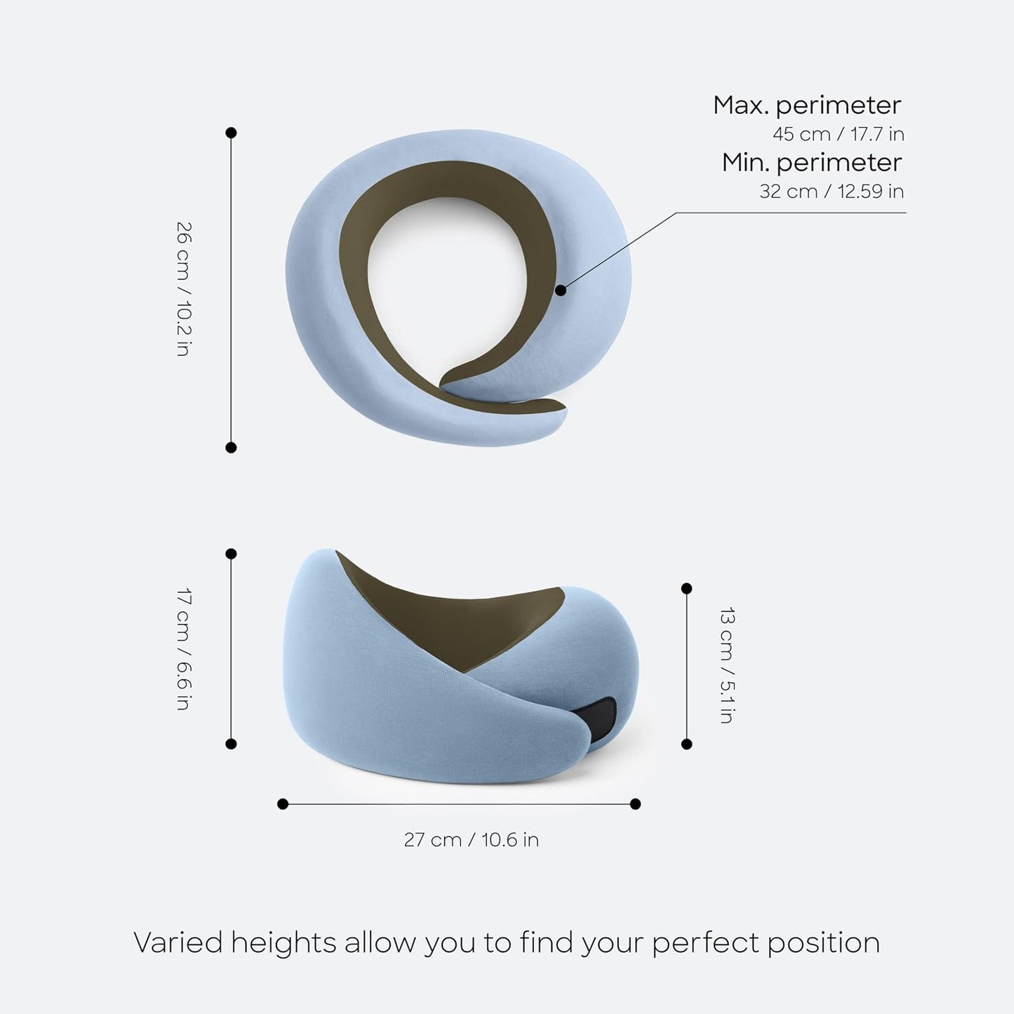 GO Travel Pillow, 360° Memory Foam Support, Soft & Washable