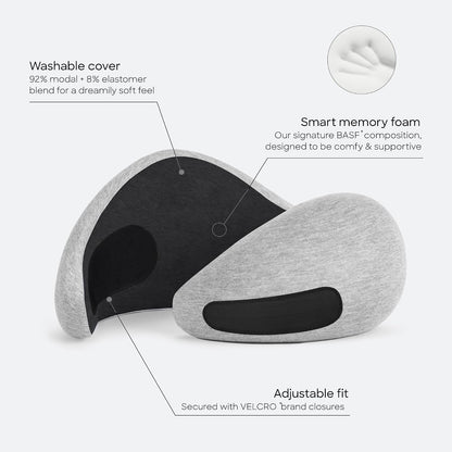 GO Travel Pillow, 360° Memory Foam Support, Soft & Washable