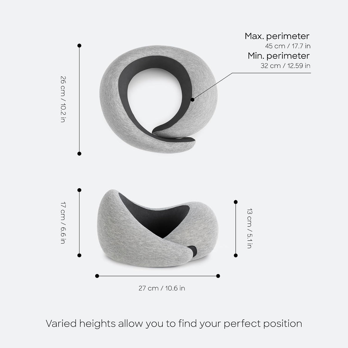 GO Travel Pillow, 360° Memory Foam Support, Soft & Washable