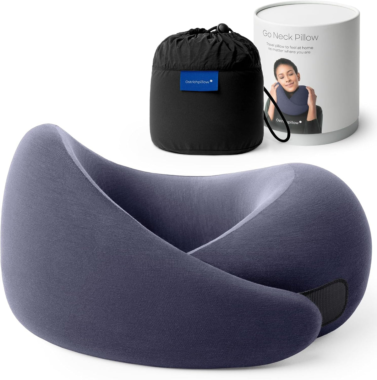 GO Travel Pillow, 360° Memory Foam Support, Soft & Washable