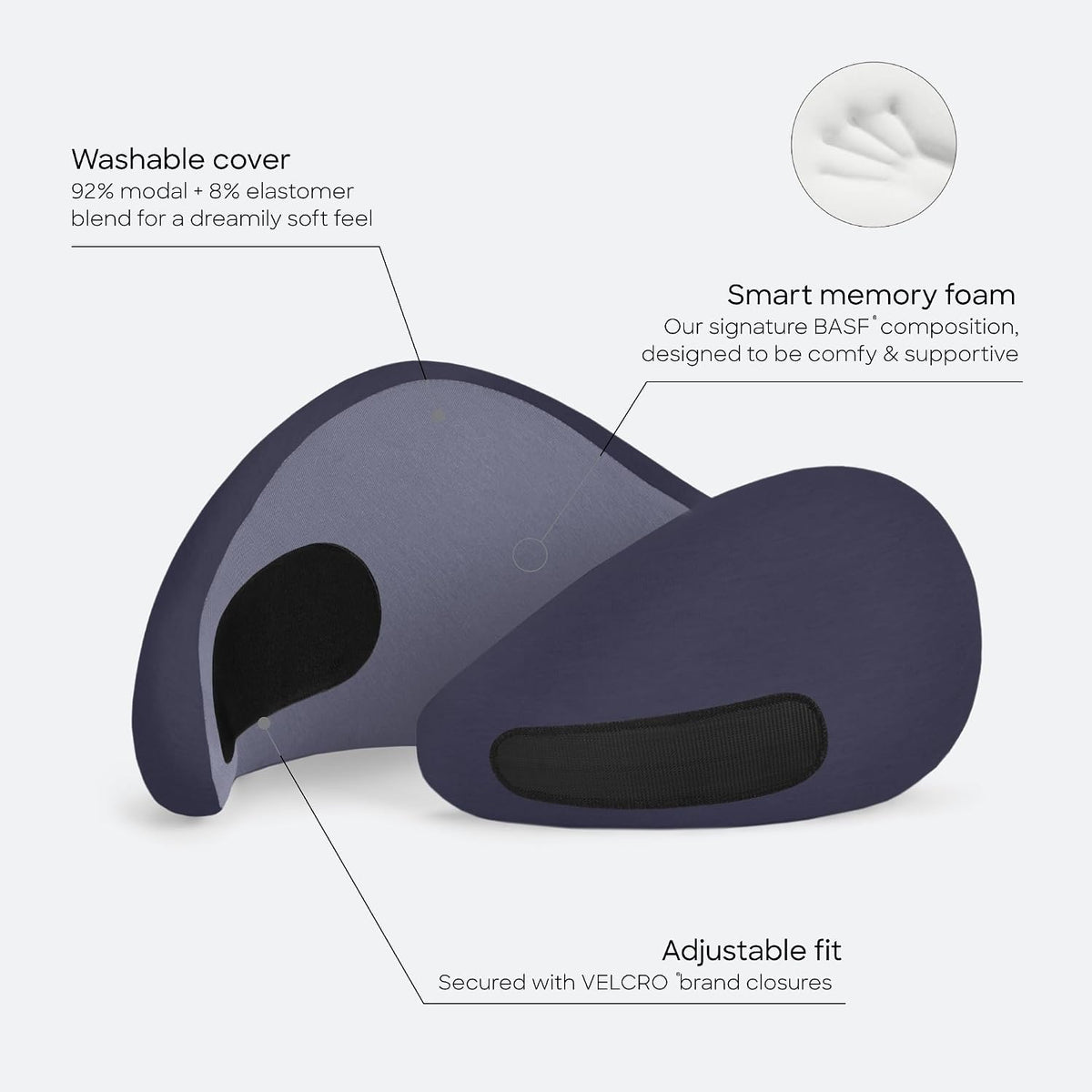 GO Travel Pillow, 360° Memory Foam Support, Soft & Washable