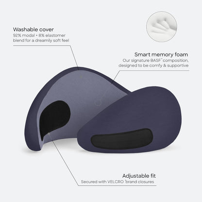 GO Travel Pillow, 360° Memory Foam Support, Soft & Washable