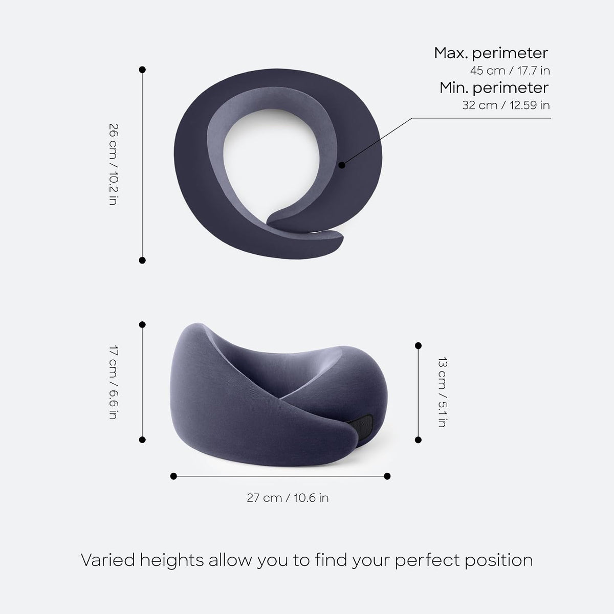 GO Travel Pillow, 360° Memory Foam Support, Soft & Washable