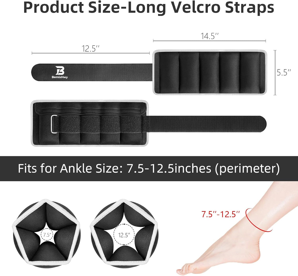 Adjustable Ankle Weights Set 1 Pair 2-10 lbs, Comfortable Leg Weights for Walking, Running, Pilates, Yoga, Home Workout & Physical Therapy