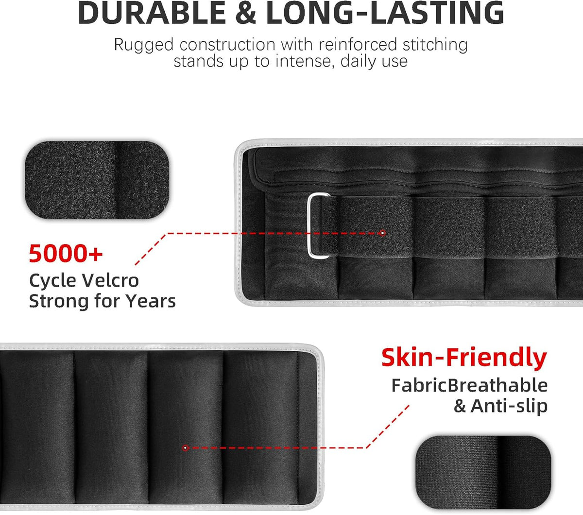 Adjustable Ankle Weights Set 1 Pair 2-10 lbs, Comfortable Leg Weights for Walking, Running, Pilates, Yoga, Home Workout & Physical Therapy