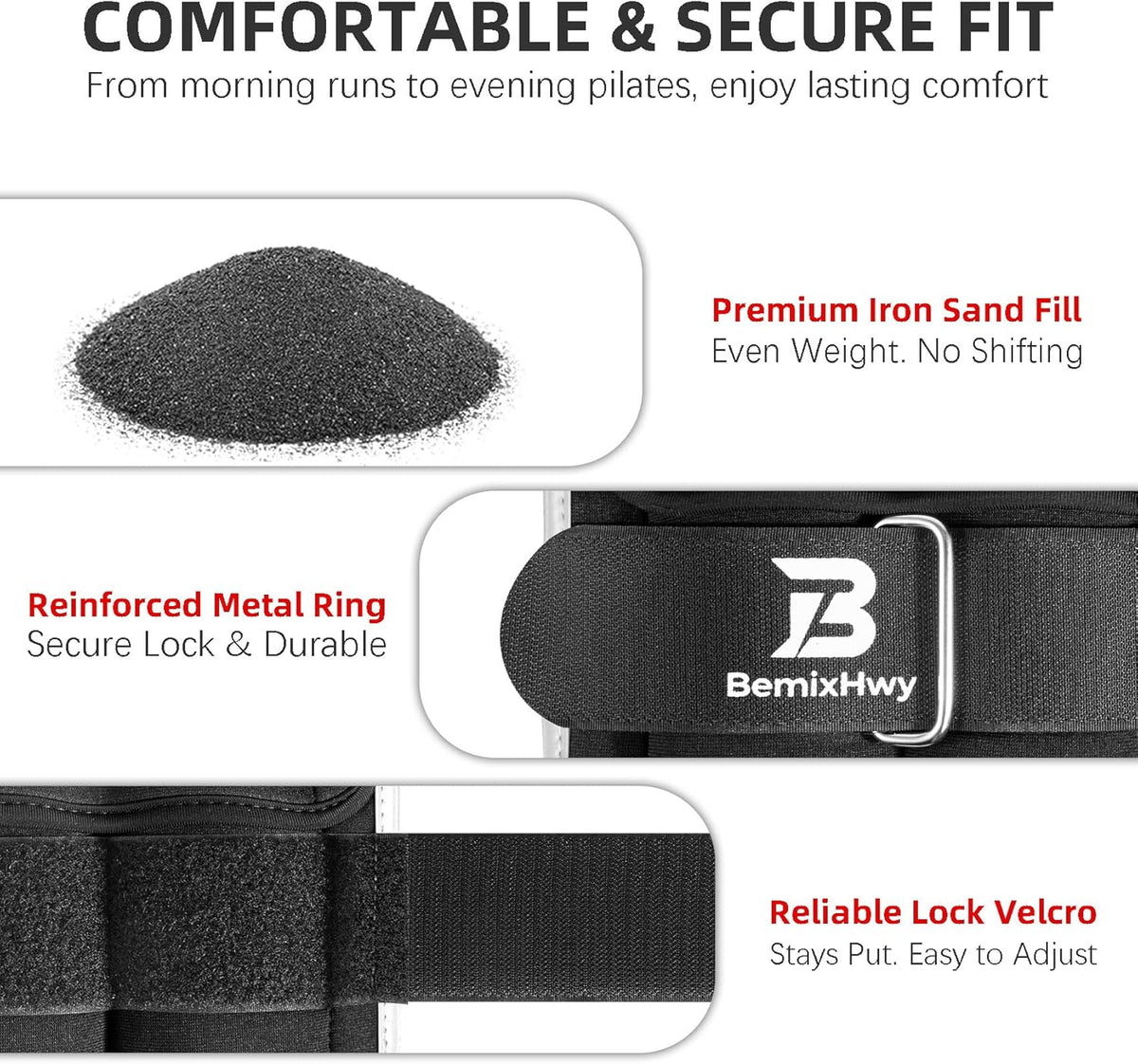 Adjustable Ankle Weights Set 1 Pair 2-10 lbs, Comfortable Leg Weights for Walking, Running, Pilates, Yoga, Home Workout & Physical Therapy