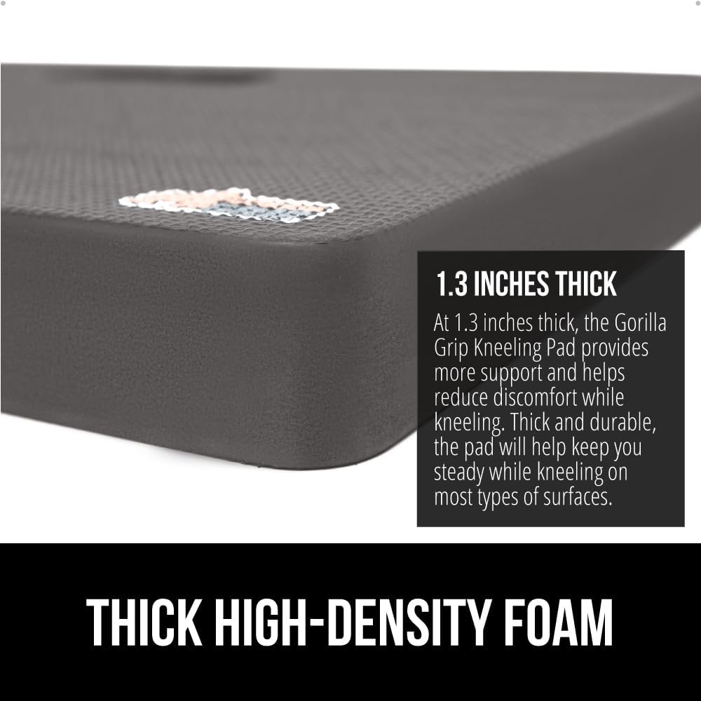 ® Extra Thick Patent Pending Supportive Foam Kneeling Pad, Large Cushion Knee Pads for Gardening, Baby Bath Time, Dirt and Water Resistant, Workout and Garden Supplies, 17.5x11, Black