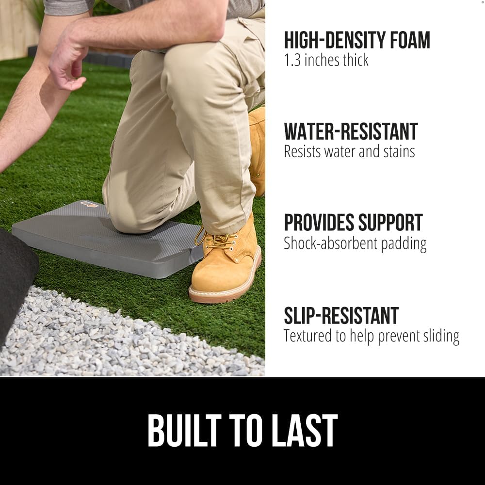 ® Extra Thick Patent Pending Supportive Foam Kneeling Pad, Large Cushion Knee Pads for Gardening, Baby Bath Time, Dirt and Water Resistant, Workout and Garden Supplies, 17.5x11, Black