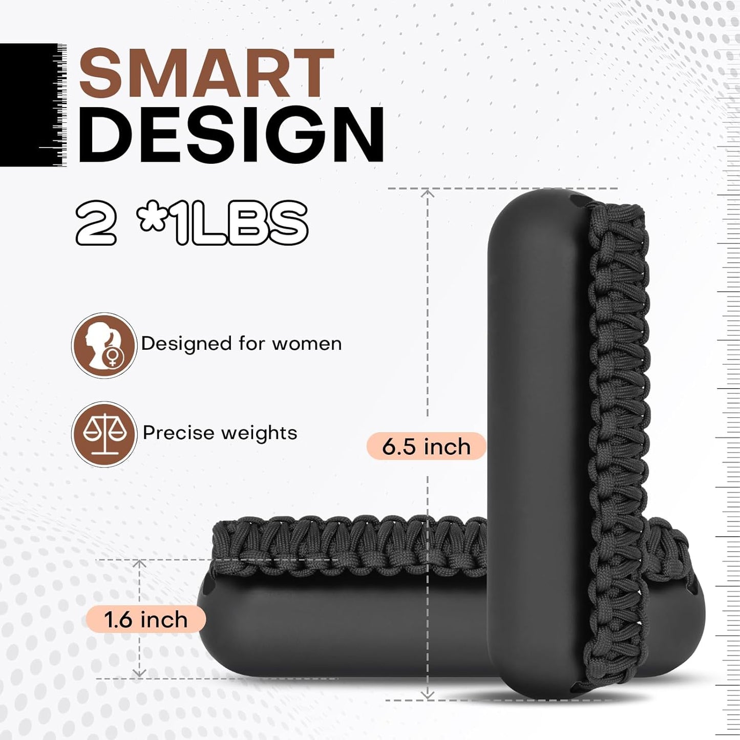 Hand Weights Set for Women Men, Soft Dumbbells of 2 (1lb, 2lbs or 3lbs), Walking Weight with Hand Strap for Aerobics, Jogging, Running