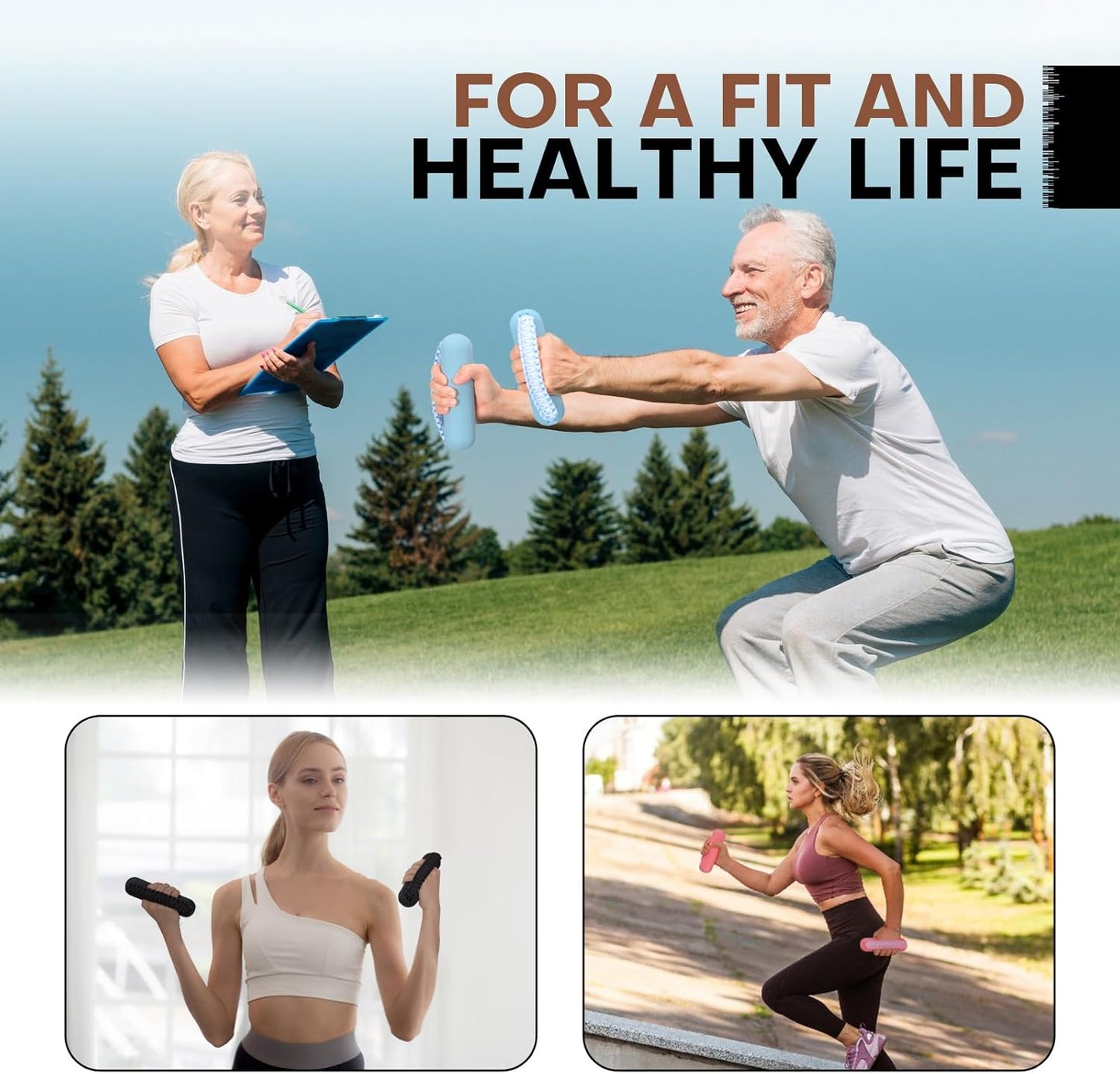 Hand Weights Set for Women Men, Soft Dumbbells of 2 (1lb, 2lbs or 3lbs), Walking Weight with Hand Strap for Aerobics, Jogging, Running