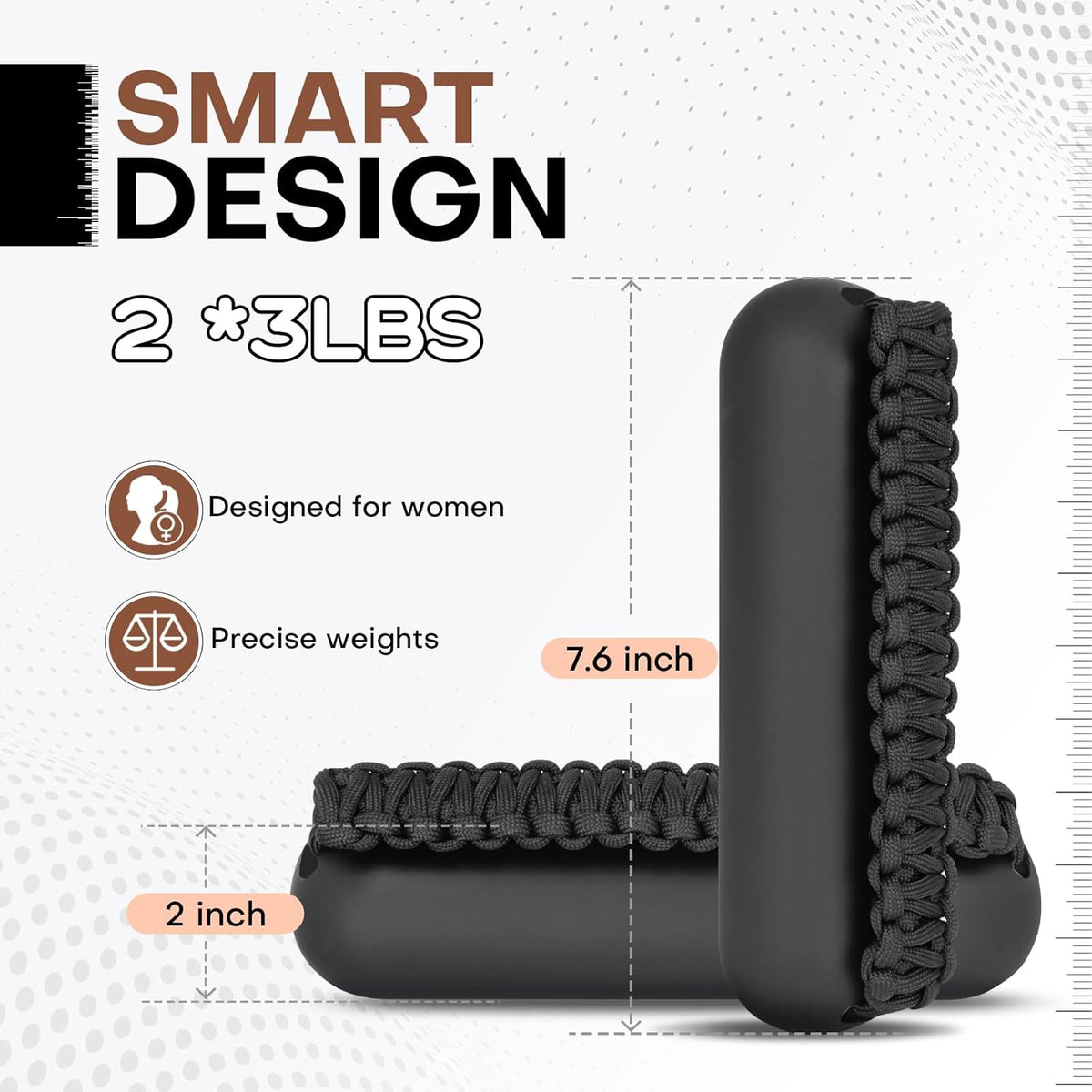 Hand Weights Set for Women Men, Soft Dumbbells of 2 (1lb, 2lbs or 3lbs), Walking Weight with Hand Strap for Aerobics, Jogging, Running