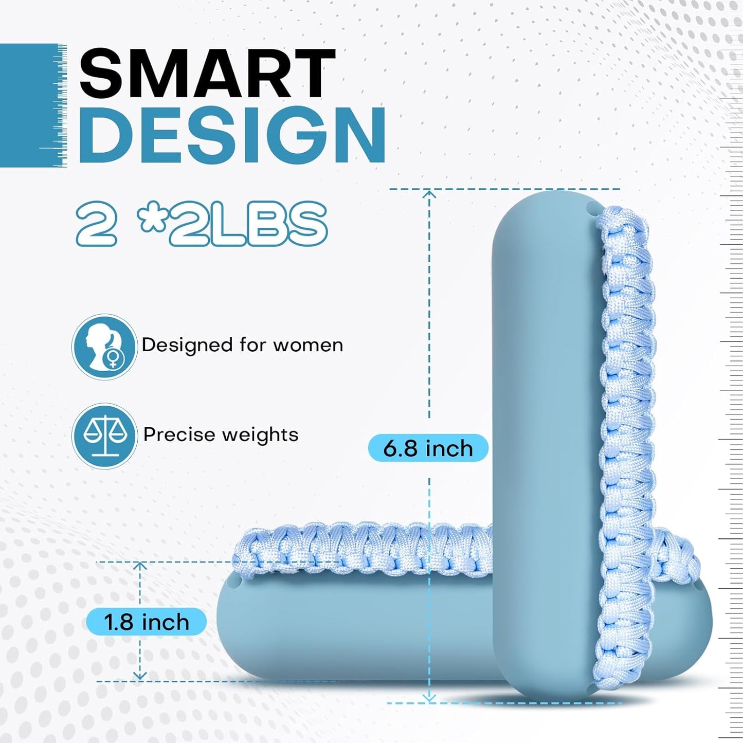Hand Weights Set for Women Men, Soft Dumbbells of 2 (1lb, 2lbs or 3lbs), Walking Weight with Hand Strap for Aerobics, Jogging, Running