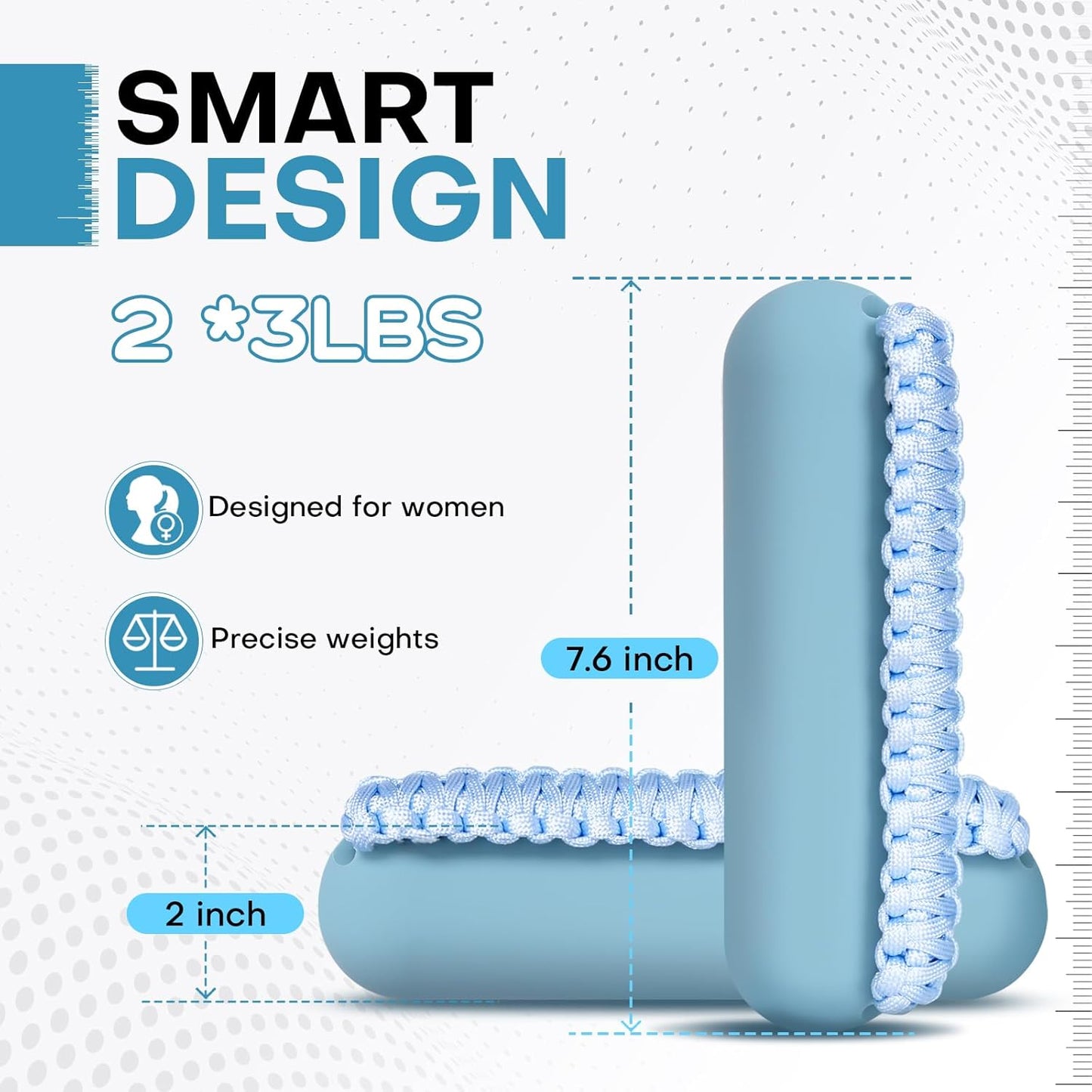 Hand Weights Set for Women Men, Soft Dumbbells of 2 (1lb, 2lbs or 3lbs), Walking Weight with Hand Strap for Aerobics, Jogging, Running